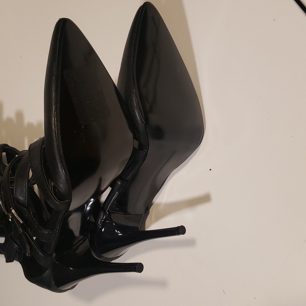 Women’s Diba Dianna Gladiator Strappy Knee-High Black Faux Leather Heels NWT - Picture 6 of 9